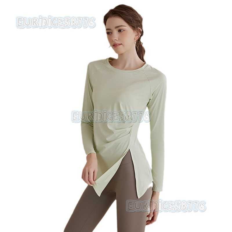 Highend Long Sleeve Yoga Top for Women 2025 New Fitness Wear Loose Slimming Ruched Hipcovering Sports Top H250825
