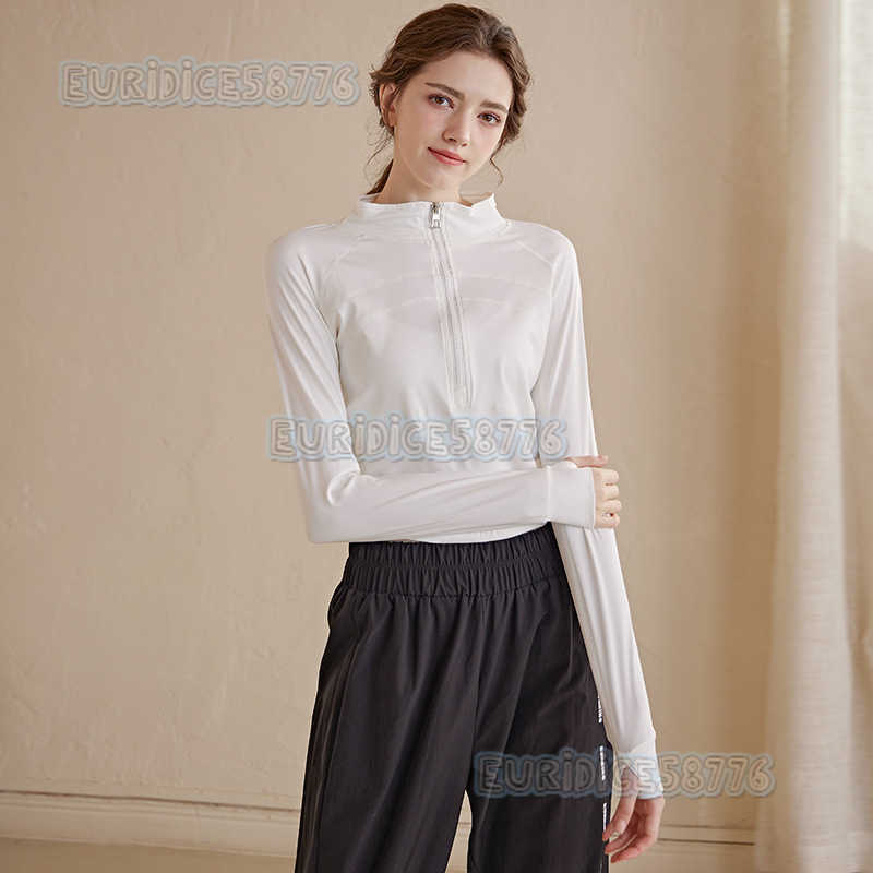 2025 New Halfzip Yoga Shirt for Women Long Sleeve Sports Top Slim Fit Autumn Running Short Fitness Shirt H250825 GR0U