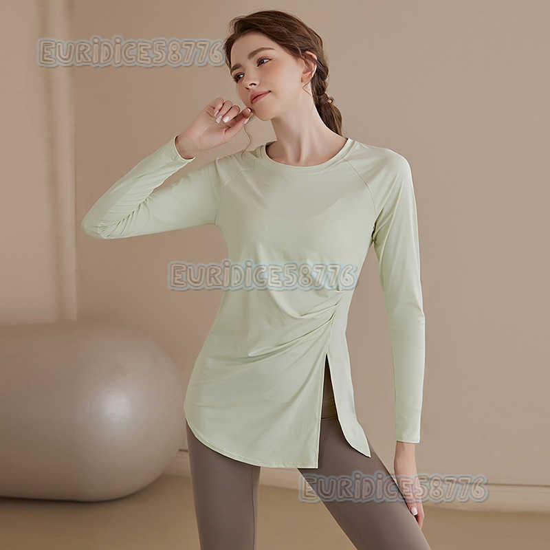 Highend Long Sleeve Yoga Top for Women 2025 New Fitness Wear Loose Slimming Ruched Hipcovering Sports Top H250825