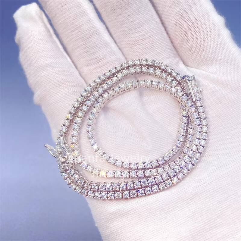 10k White Gold Yellow Gold 2mm2.5mm Wide Lab Grown Diamond Bling Jewelry Diamond Tennis Necklace Chain
