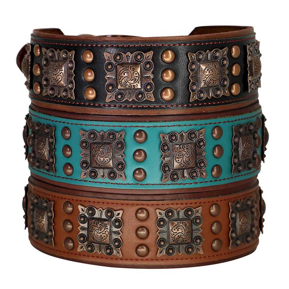 Luxury Genuine Leather Dog Collar 2inch Wide Cool Spikes Durable Collars for Medium Large Dogs German Shepherd Pitbull LeashXJ250826 - view 3