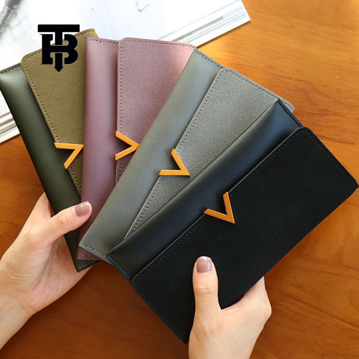 TB BHULAMTE Designer Luxury Korean Women's Wallet Long Thin Phone Bag Fashion Handbag Solid Color Simple Buckle Student Card Bag Coin Bag Free Sh
