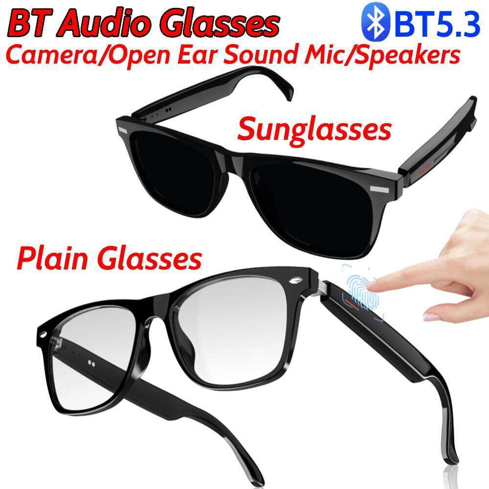 Smart AI Voice Assistant Remote Shooting Outdoor Sport Glasses With Camera Open Ear Sound Mic Speakers