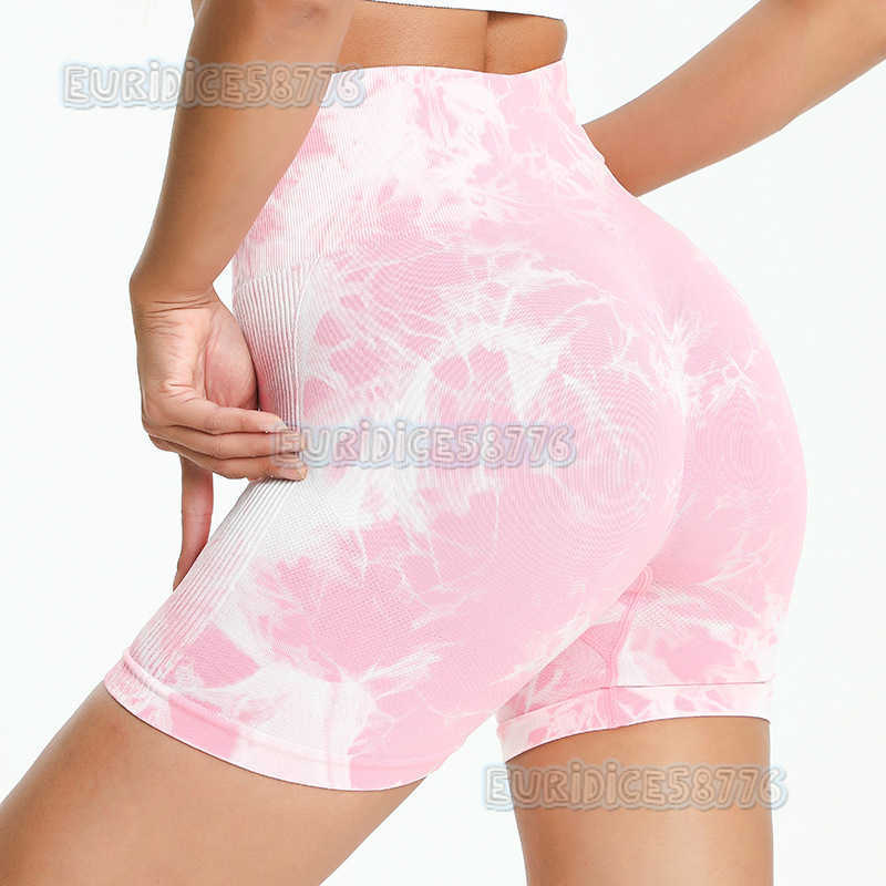 Tiedye Highwaisted Shorts for Women Sports Peach Buttocks Tummy Control Yoga Midshorts Quickdry Fitness Training Tiedye Shorts H250825