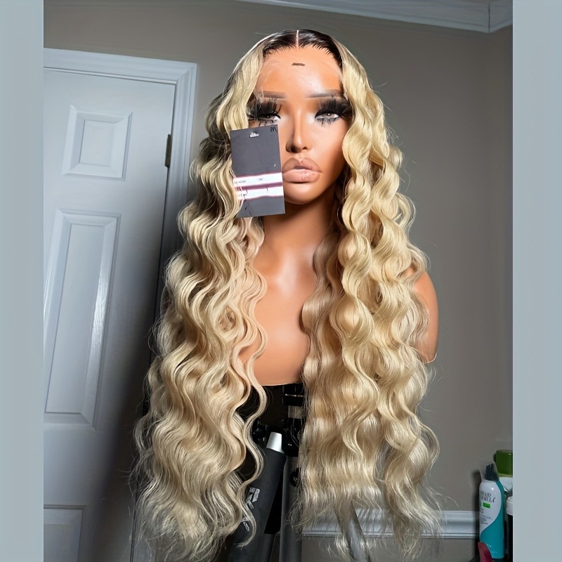 250 Density Brazilian Ombre Brown Deep Wave HD Lace Front Wig Colored Curly Human Hair Wig 13x4 Lace Frontal Wigs Wear And Go Synthetic for Women