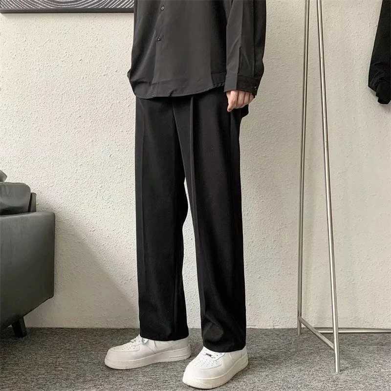 BrownBlack Suit Pants Men Fashion Society Mens Dress Pants Korean Loose Straight Casual Pants Mens Office Formal Trousers S3XL W250826