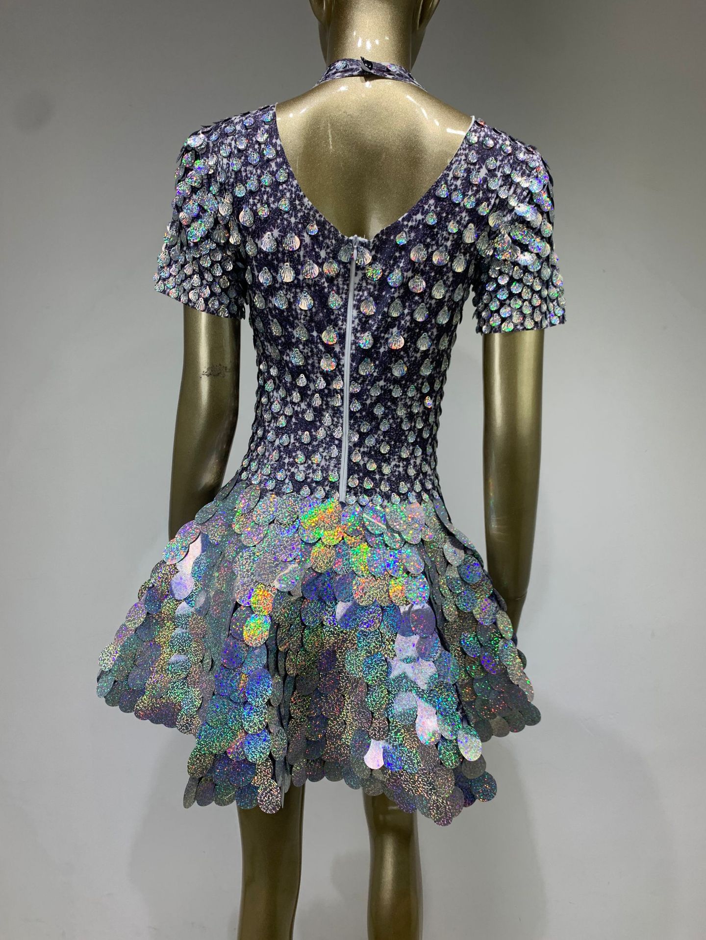 Sequin Shell Mini Dress for Nightclub Parties & Stage Performances - Sparkling Sleeveless Cocktail Dress