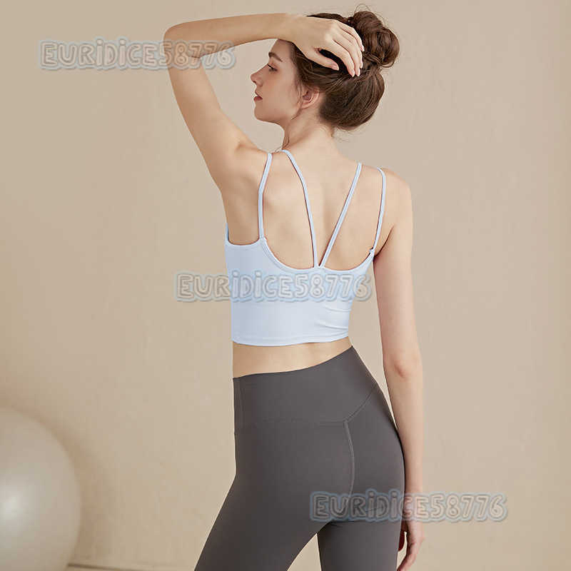 Double Strap Beauty Back Camisole Yoga Vest Women Sports Bra Pushup Antisagging Pilates Bra Fitness Top H250825
