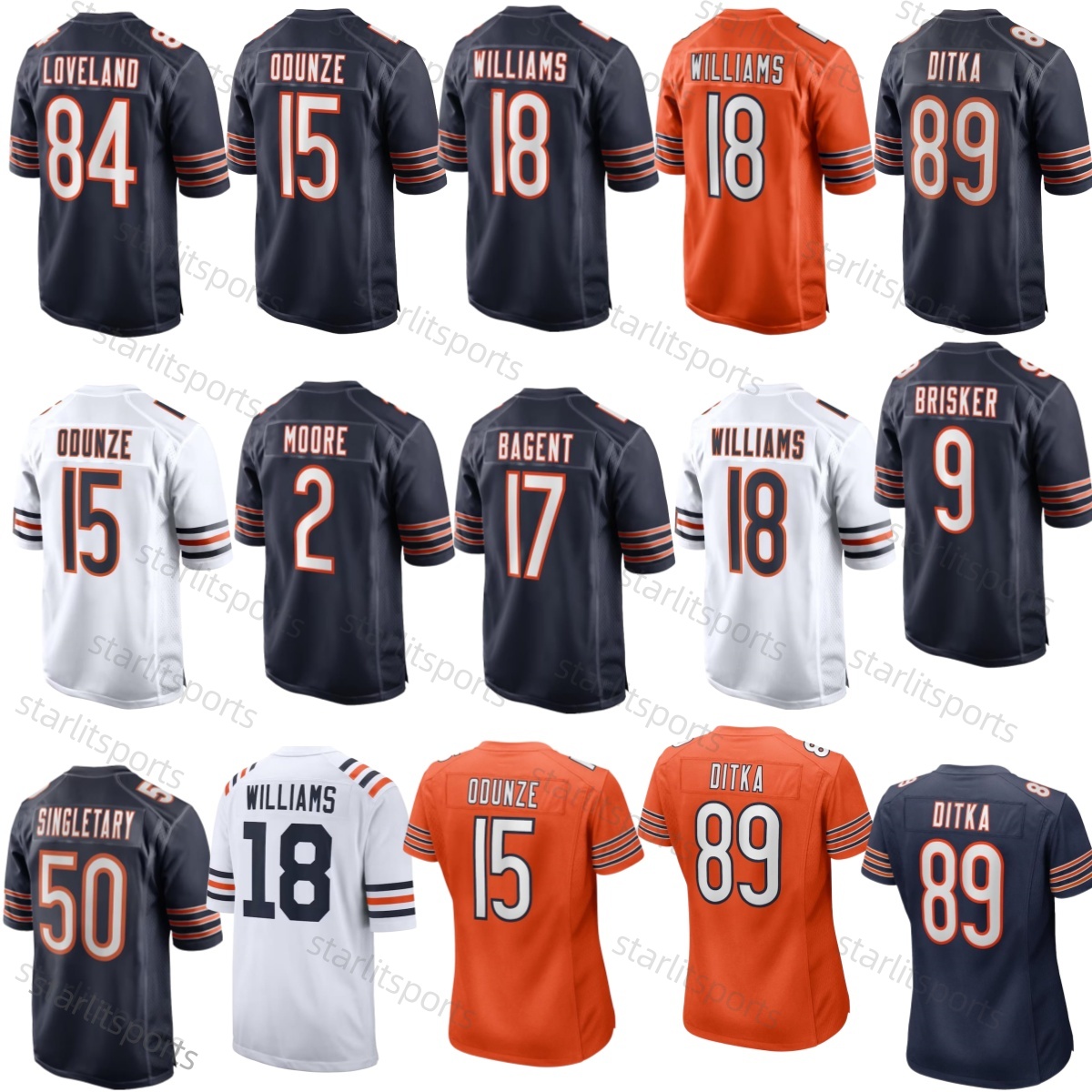 Colston Loveland Rome Odunze Caleb Williams Singletary Bagent D.J. Moore men women youth Personalized Customized Embroidered Letter Any Name Number football jersey