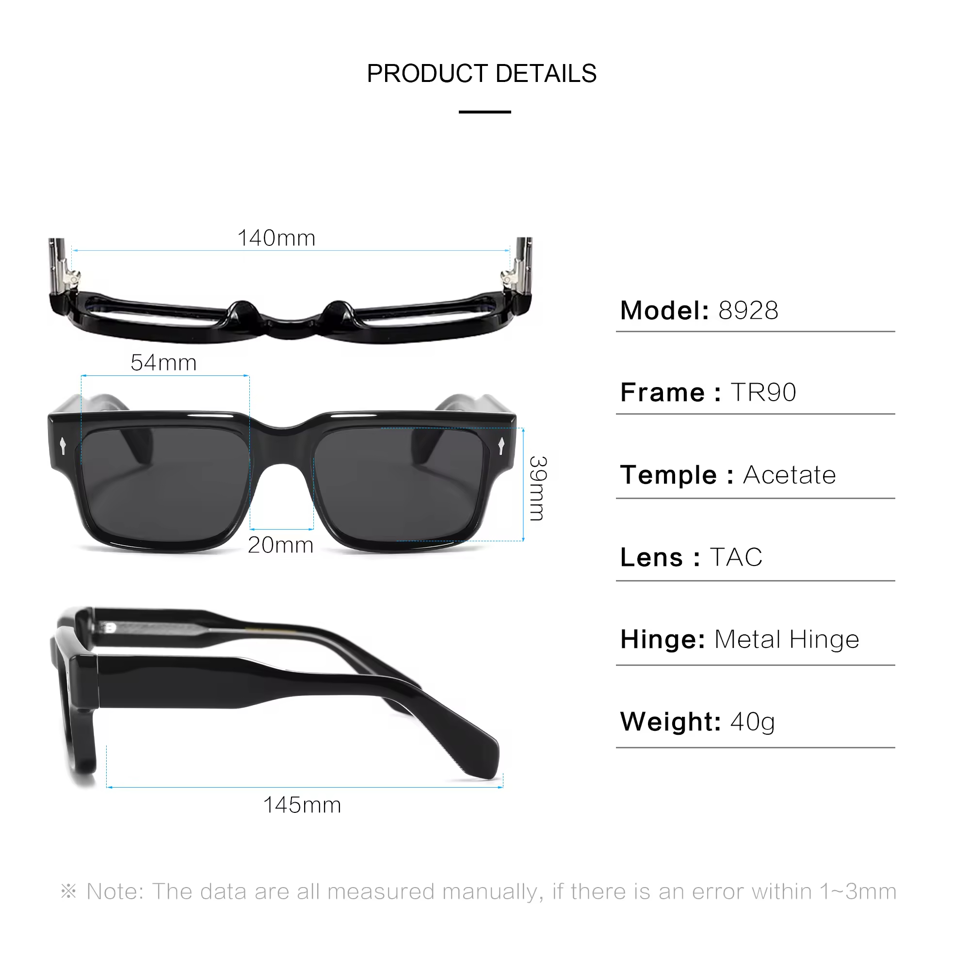 New low minimum order quantity luxury sunglasses polarized TR90 thick rectangular custom logo acetate sunglasses 2025