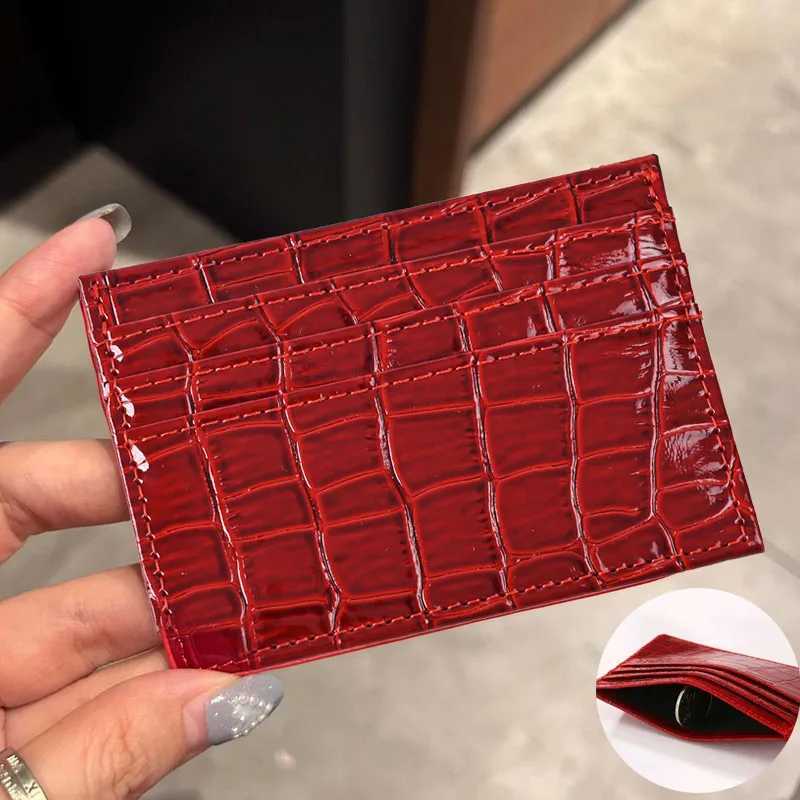 Crocodile Candy Color PU Leather Credit Card Holder Wallet Bus Bank Credit Card ID Holder Slim Card Case Purse for Women Men W250826