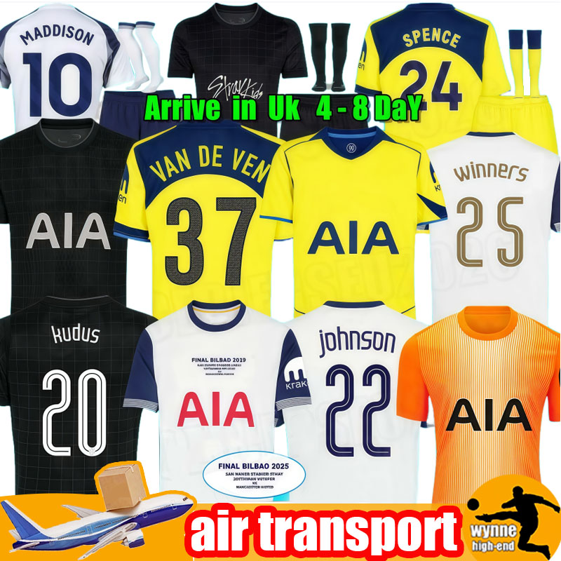 25/26 TOT JOHNSON Soccer Jerseys 24 25 26 winners MADDISON SON KULUSEVSKI SARR RICHARLISON PEDRO PORRO TEL ODOBERT BENTANCUR men kids kit socks