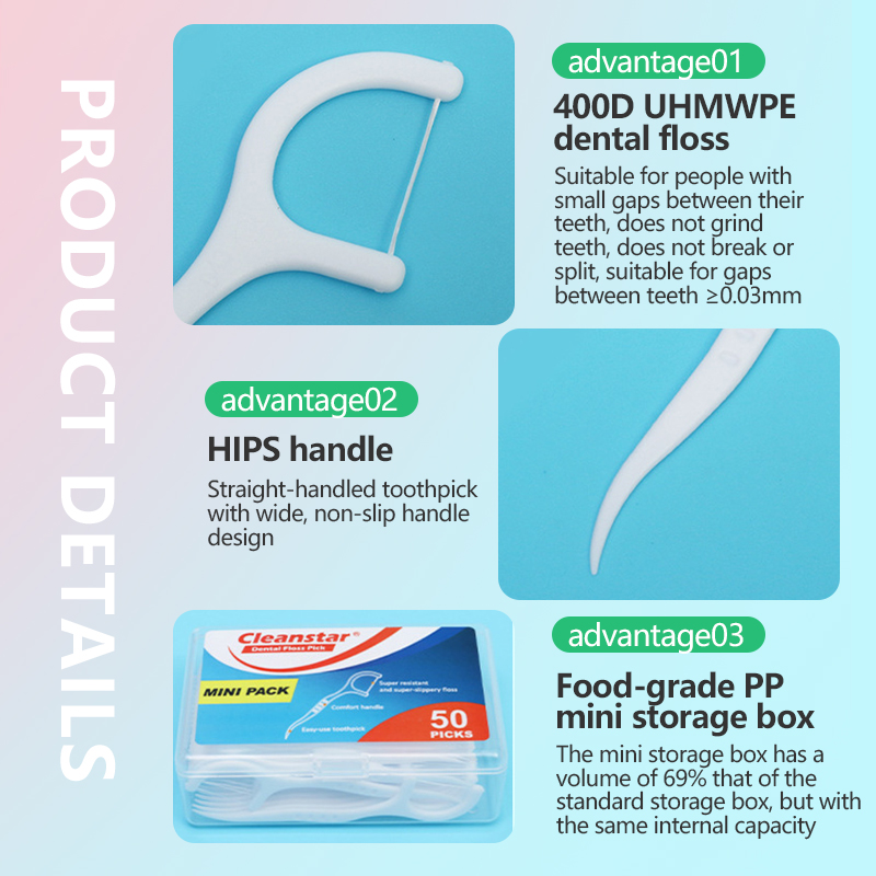 Dental floss storage box, 400D family pack, plastic toothpicks, mini oral cleaning, interdental cleaning, plastic dental floss picks