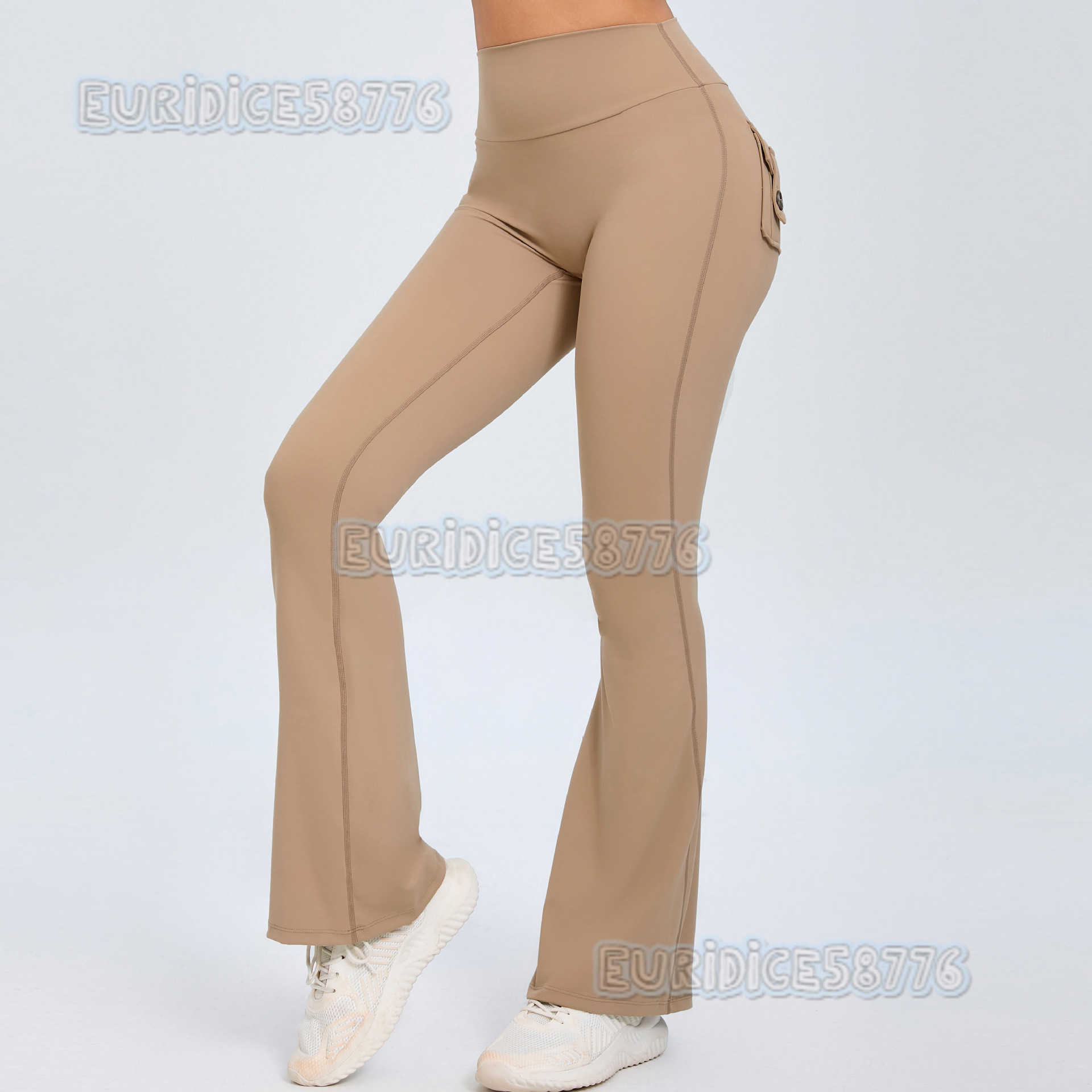 Button Peach Hip Lift Yoga Flare Pants Fitness Sports Wide Leg Slightly Flared Pants High Waist Quickdry Yoga Pants for Women H250825