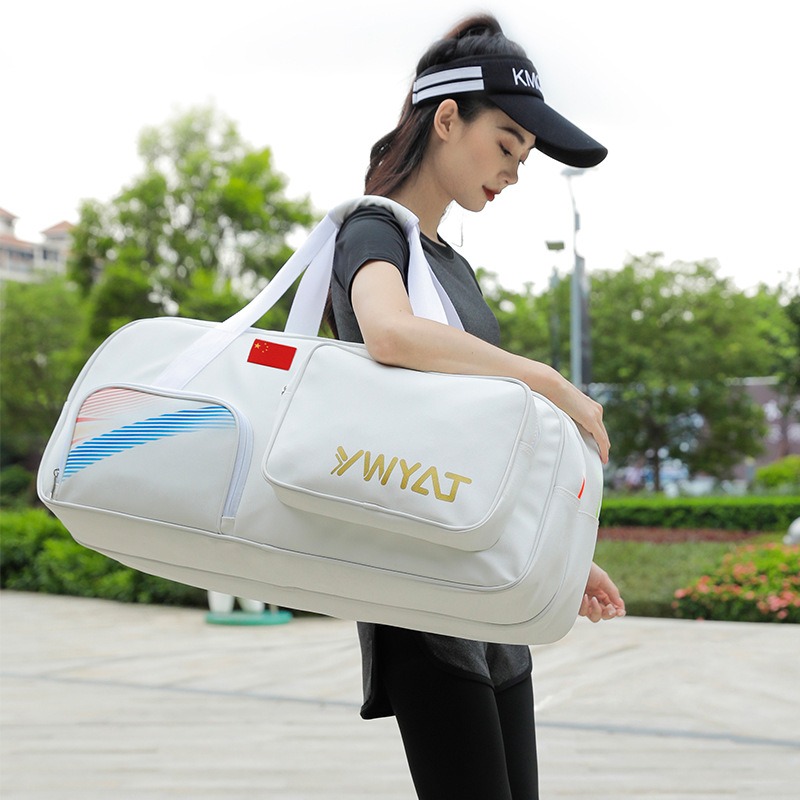 Badminton Racket Backpack for 6 Rackets Multi-Layered Nylon Sports Bag Water-Resistant Large Capacity Tennis Bag for Outdoor Use and Daily Organizatio