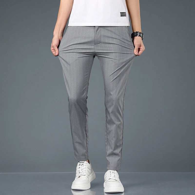 Fashion Striped Spring Summer Thin Casual Pants Men Slim Straight Classic Business Suit Pants Male Stretch Cozy Korean Trousers W250826