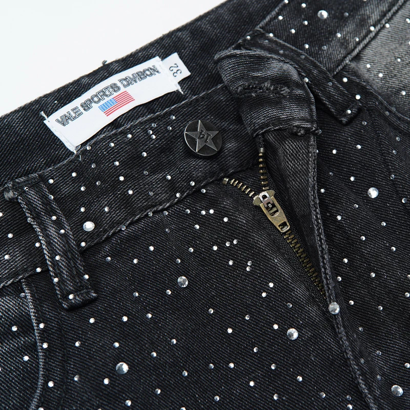 Fashion Trend Full Drill Ripped Pants VALLEY Jeans Men Women Clothing Hiphop Streetwear Vale Denim Trousers 250826