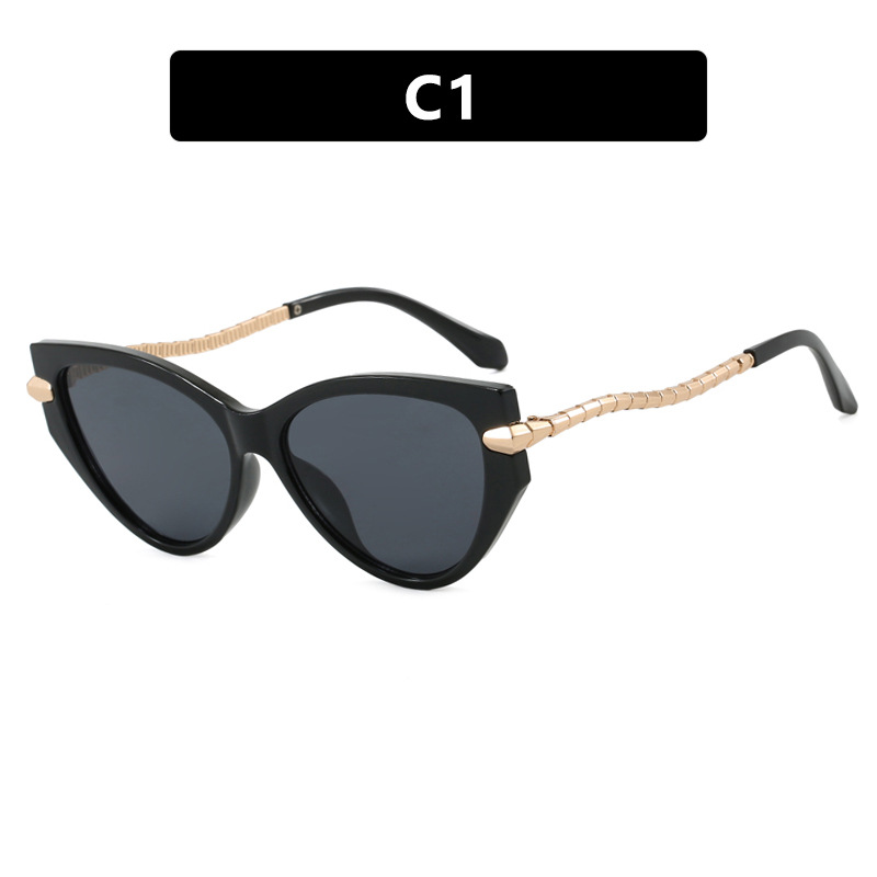 2025 Trendy Chain Cat Eye Sunglasses for Women Stylish Retro Over sized Sun Glasses with UV Protection
