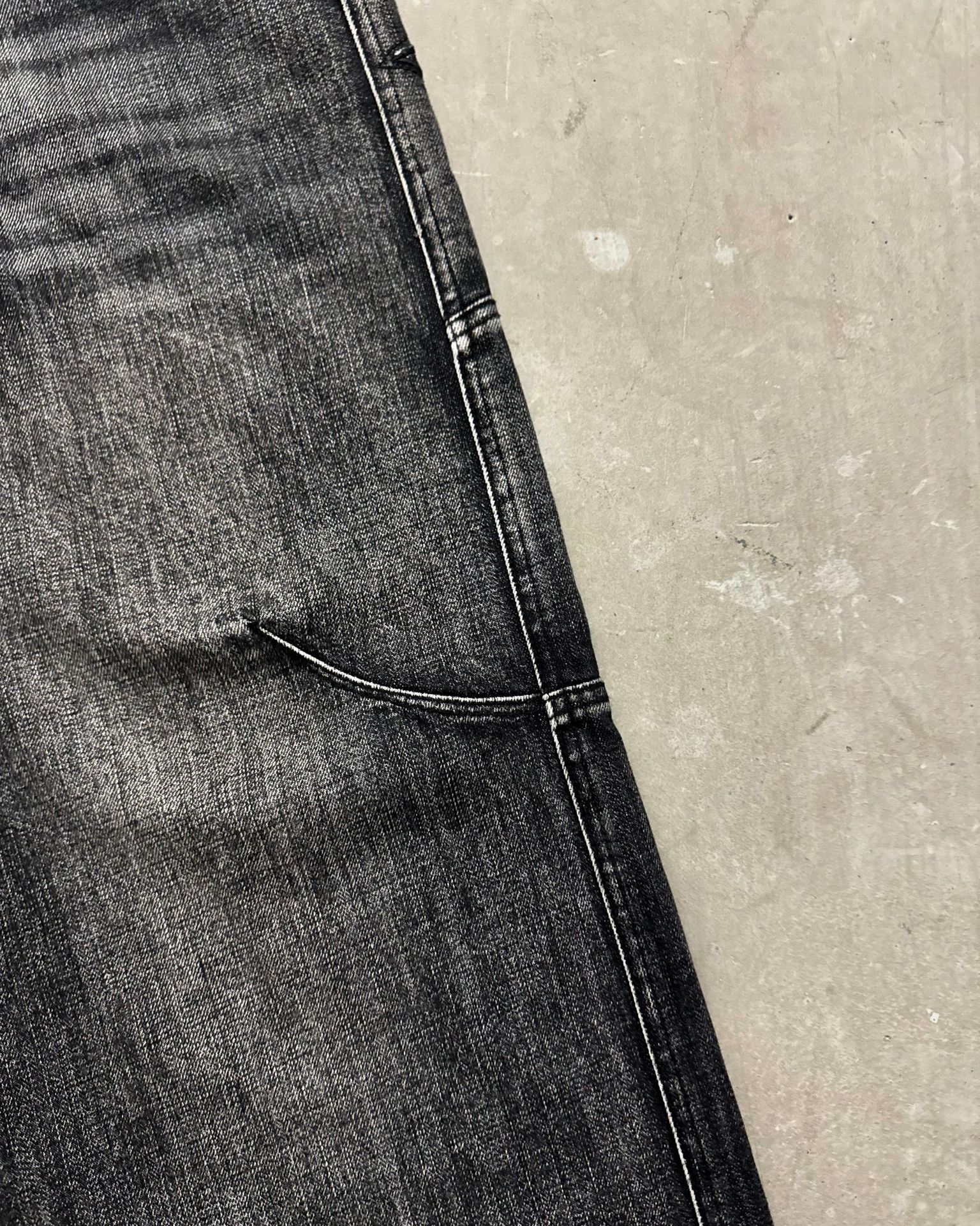 American retro black and gray washed straight jeans for men and women y2k deconstructed windbreaker wide-leg long pants