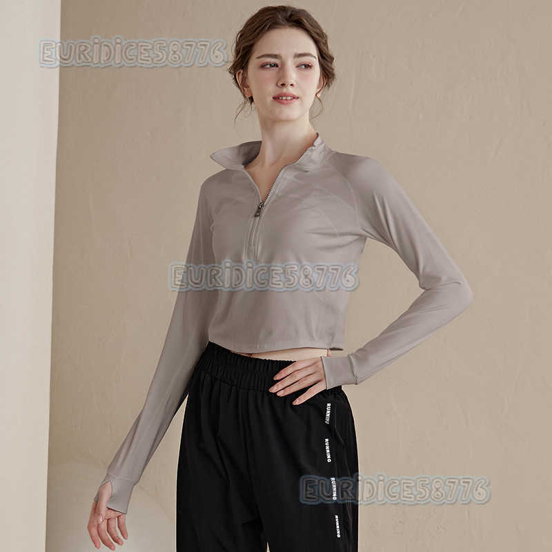 2025 New Halfzip Yoga Shirt for Women Long Sleeve Sports Top Slim Fit Autumn Running Short Fitness Shirt H250825 GR0U