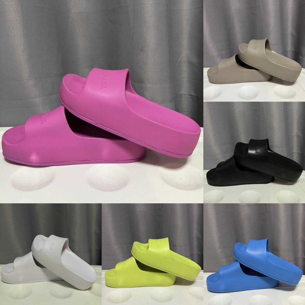 Designer Women Sandals Thick Bottom Slippers Classic Black Pink Gray Blue Flat Slipper Bathroom Leather Print Woman Flip Flops Luxury Pantoufles Sandal Slides