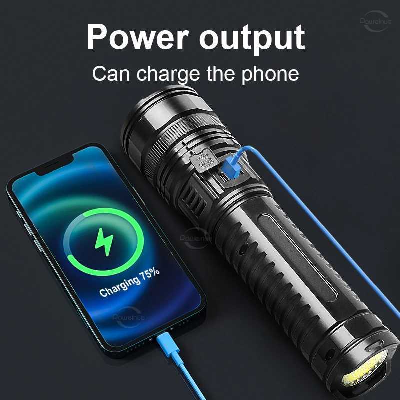 200000000LM Most Powerful LED Flashlight 1500W Rechargeable Flashlights Zoomable Tactical Torch Long Range 6000m Outdoor Lantern Y250826