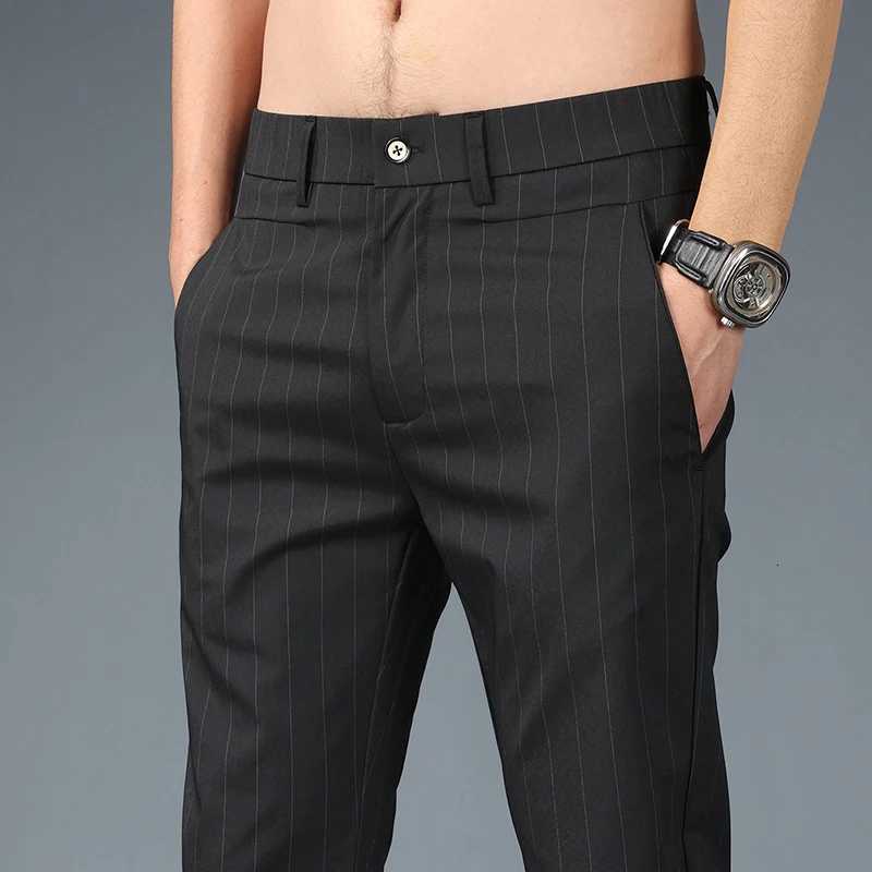 Fashion Striped Spring Summer Thin Casual Pants Men Slim Straight Classic Business Suit Pants Male Stretch Cozy Korean Trousers W250826