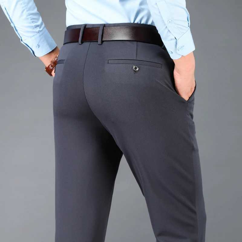 Mens Business Casual Pants Spring Summer Elastic Trousers Office Suit Pants Quick Dry Formal Pants Breathable Comfortable W250826