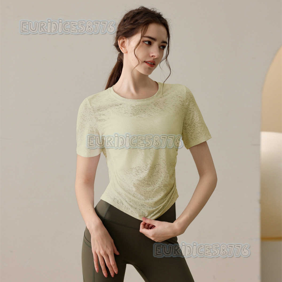Highend Yoga Wear for Women Waistslimming Slimming Breathable Quickdry Sports Top Running Shortsleeve Tshirt Fitness Wear Coverup H250825