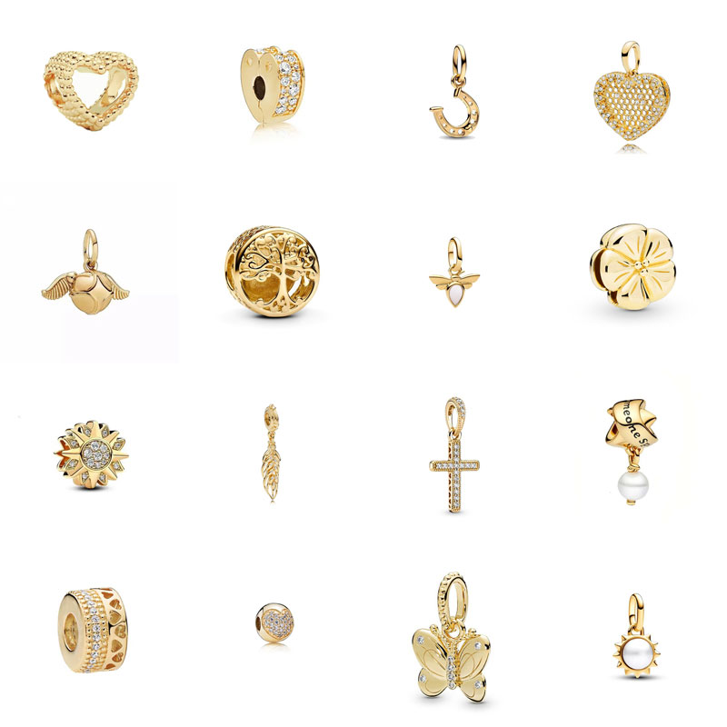 S925 Silver Designer Charm Gold Love Flower Life Tree Bead Cross Butterfly Hanging Bead Bracelet DIY Jewelry Free Delivery Halloween Gift