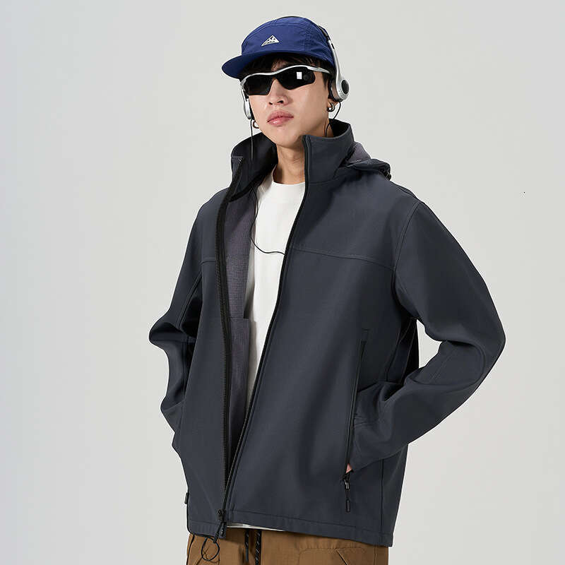 2025 Spring Autumn Outdoor Soft Shell Couple Style Waterproof Windproof Hooded Casual Sports Jacket For Men And Women