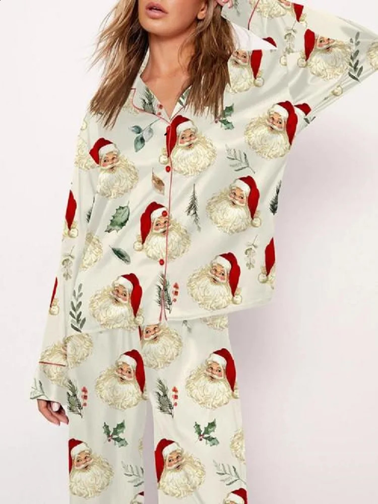 Christmas Tree Long Sleeve Womens Pajamas Set Fashionable Casual Comfortable 3D Printed Casual Y2K Womens Pajama Set 250826
