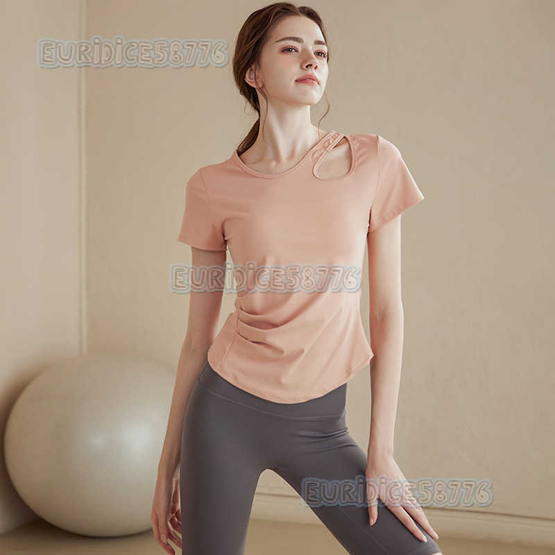 Highend Yoga Wear Sexy Slim Fit Breathable Thin Sports Fitness Shirt Running Short Sleeve Pilates Top H250825