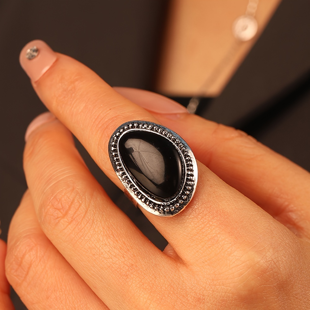 1 Piece Women's Zinc Alloy Geometric Inlaid Resin Adjustable Open Ring for Daily Dance Party Evening Dinner Gathering Jewelry Gift