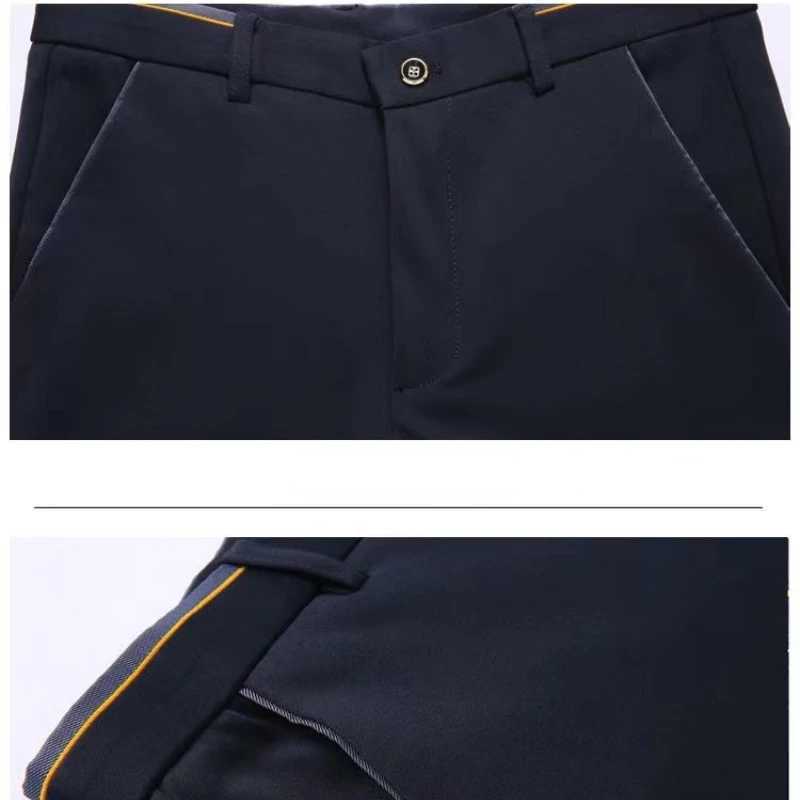 High Stretch Mens Dress Pants High Waist Elastic Formal Suit Pants Office Business Classic Casual Trousers Slim Fit Black Blue W250826