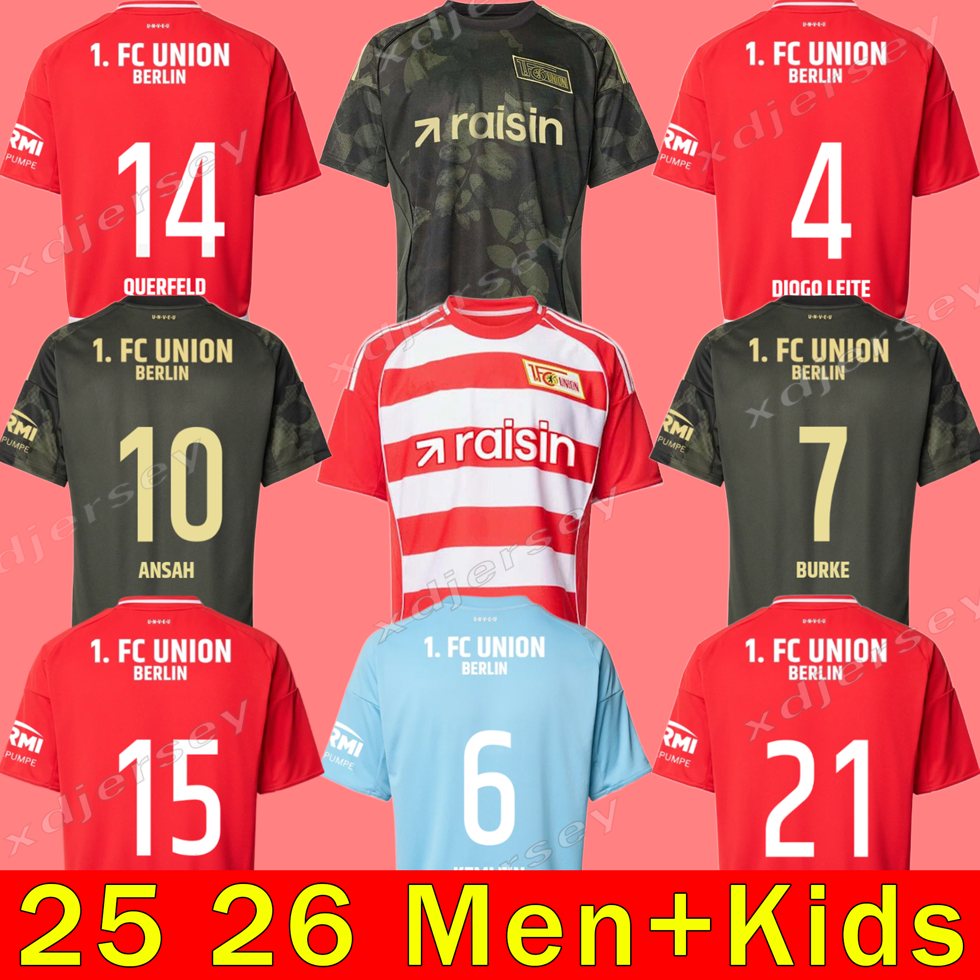 25 26 Union Berlin Soccer Jerseys Home KHEDIRA third green AARONSON BECKER KRAL LAIDOUNI BEHRENS KHEDIRA LEITE Football Shirts Special edition red white Mens