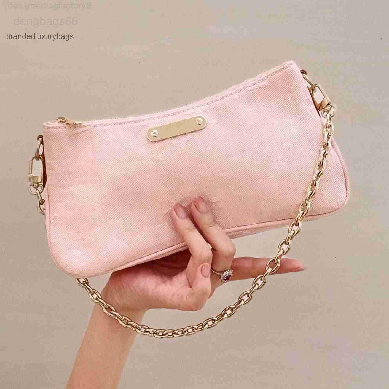 luxury pink designer bag shoulder bag pochette pink denim bag crossbody bag women flower underarm bag mini print purse fashion tote bag beach bag travel embossed bag