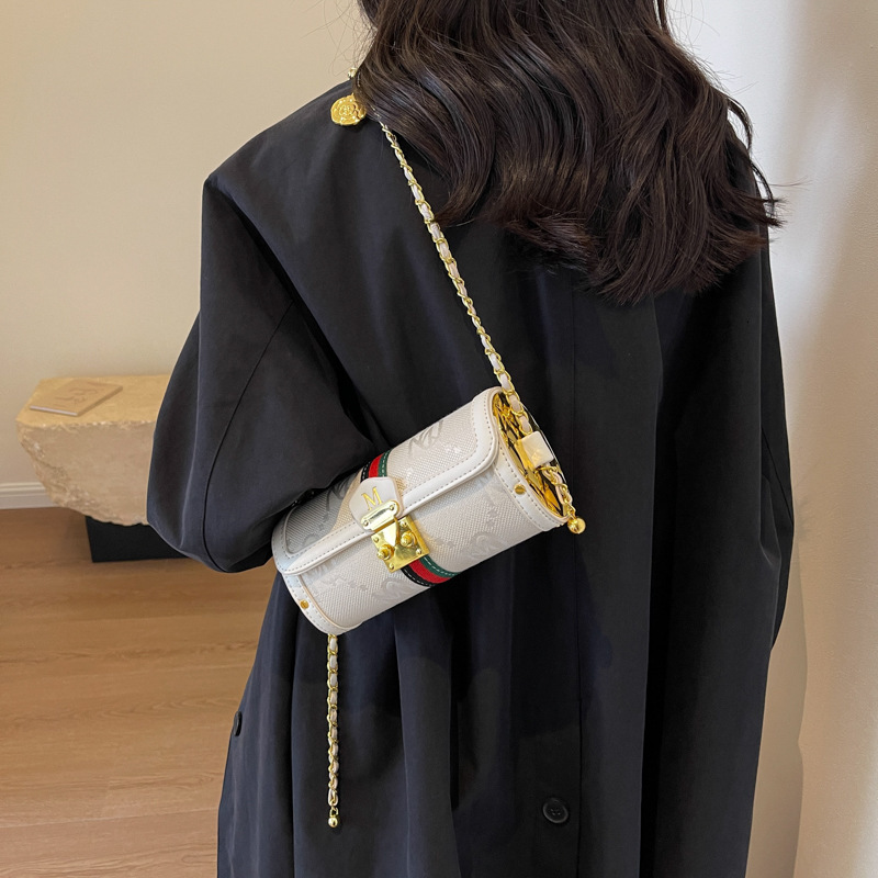 Free Shipping 2025 New Designer Bag High-end Stylish Small Bag Fashion Versatile Chain Crossbody Bag Niche Texture Shoulder Cylinder Bag