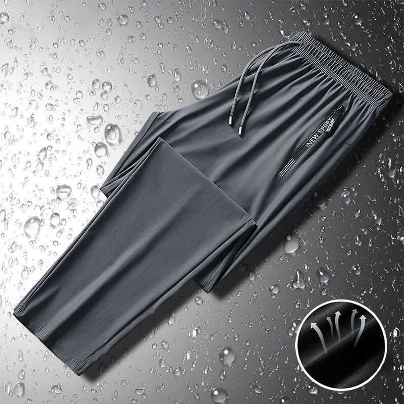 8XL Plus Size Cool Ice Silk Sweatpants High Elastic Summer Mens Casual Pants Breathable Straight Classic Jogging Trousers Korean W250826