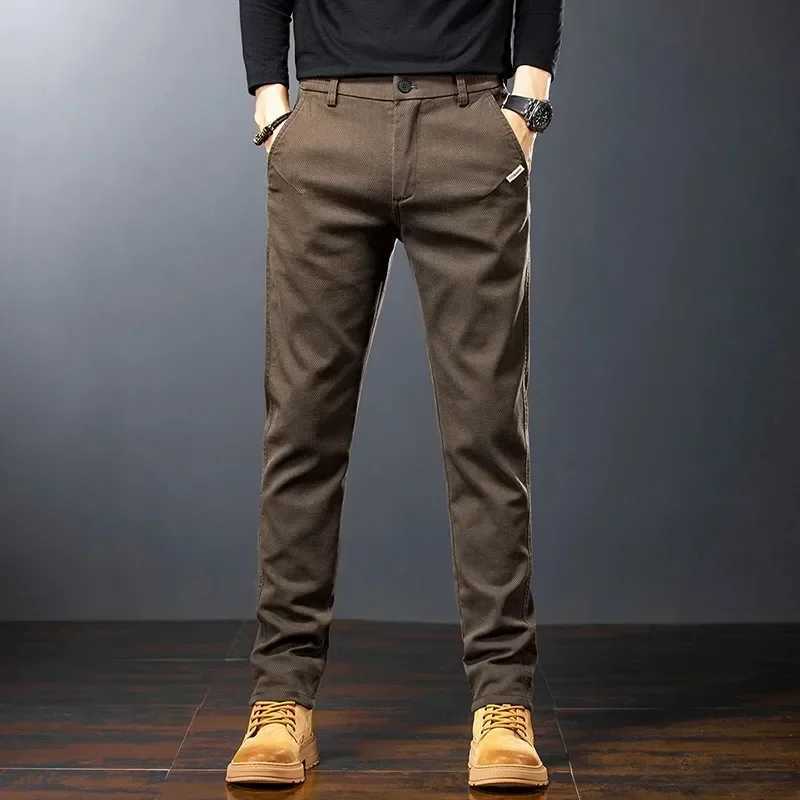 100 Cotton Mens Pants Casual Solid Color Spring Autumn Straight Business Work Pants High Quality Fashion Black Gray Trousers W250826