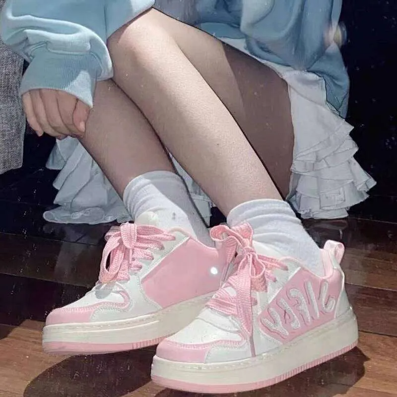 Jifffly Versatile Thick-Soled Height-Increasing designer shoes Pink without the box Casual Sports Loafers Women's Trendy Brand Sneakers