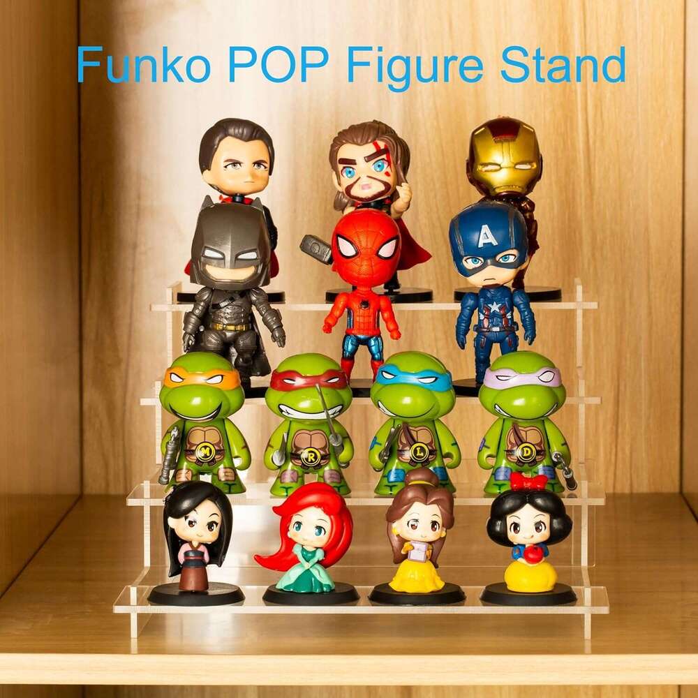HENABLE 4 Tier Acrylic Risers, Perfume Organizer Stand, Cupcake Stand Holder, Clear Shelf Risers Display Stands Funko POP Figure, Dessert Shees for Pa