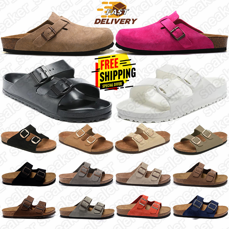 brikenstocks designer slippers sandals slides boston soft clogs arizona Big Buckle eva mens womens suede black white outdoor slipper sandal fashion