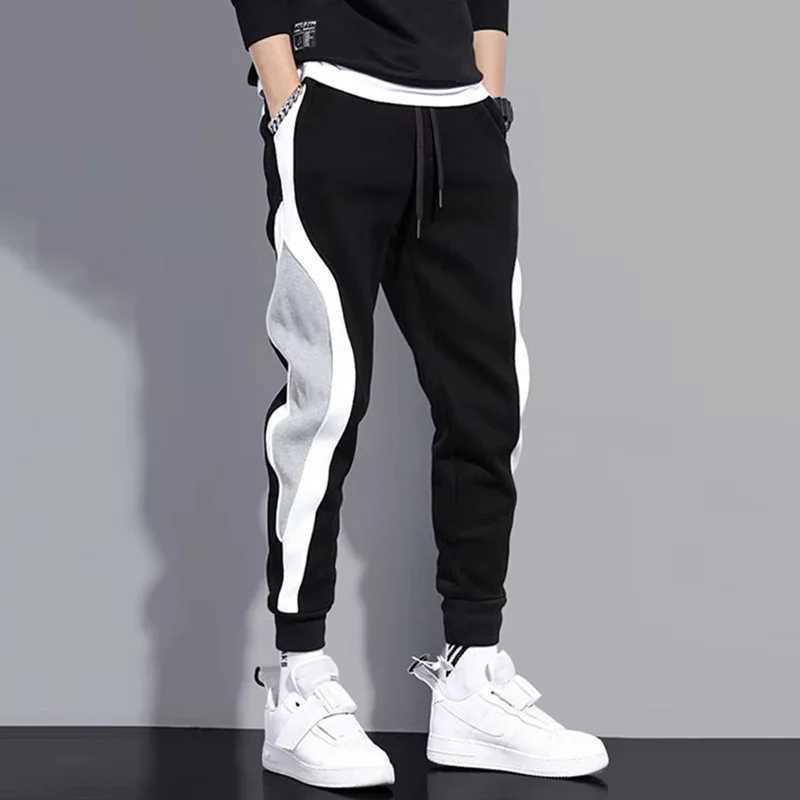 Autumn Mens Wide Loose Casual Pants Mens Patchwork Ninepoint Sports Elastic Rope Breathable Tiefoot Trousers W250826