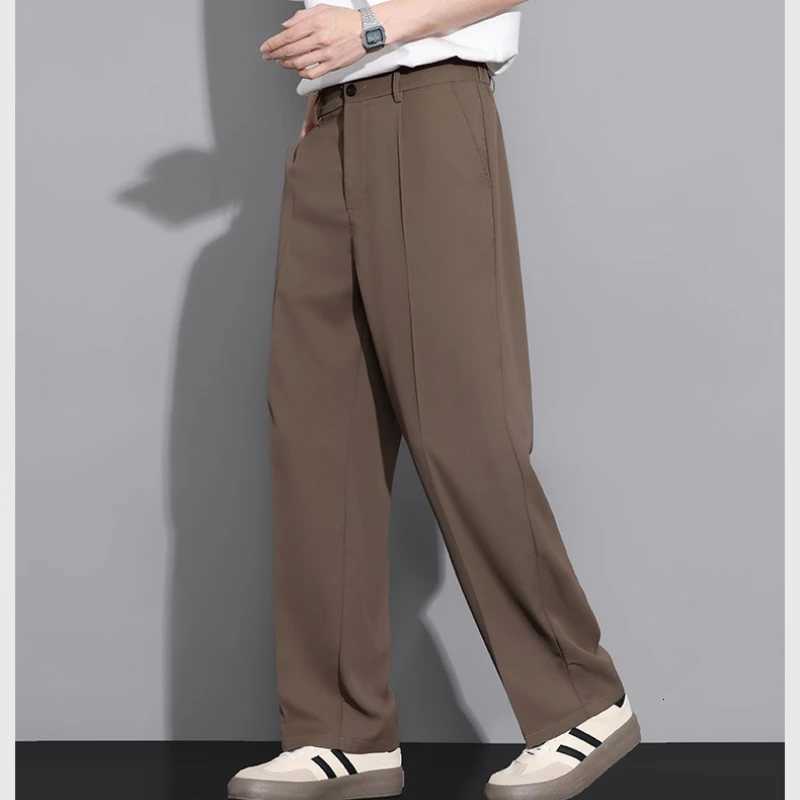 Beige Suit Pants Men Loose Fit Fashion Social Mens Wide Leg Dress Pants Korean Casual Straight Pants Mens Office Formal Trousers W250826