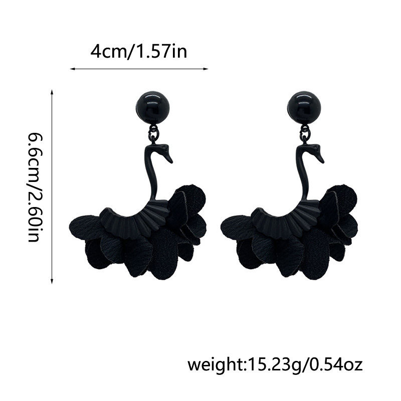 French Retro Elegant Black Swan Earrings Minimalist Luxury Statement Earrings for Women