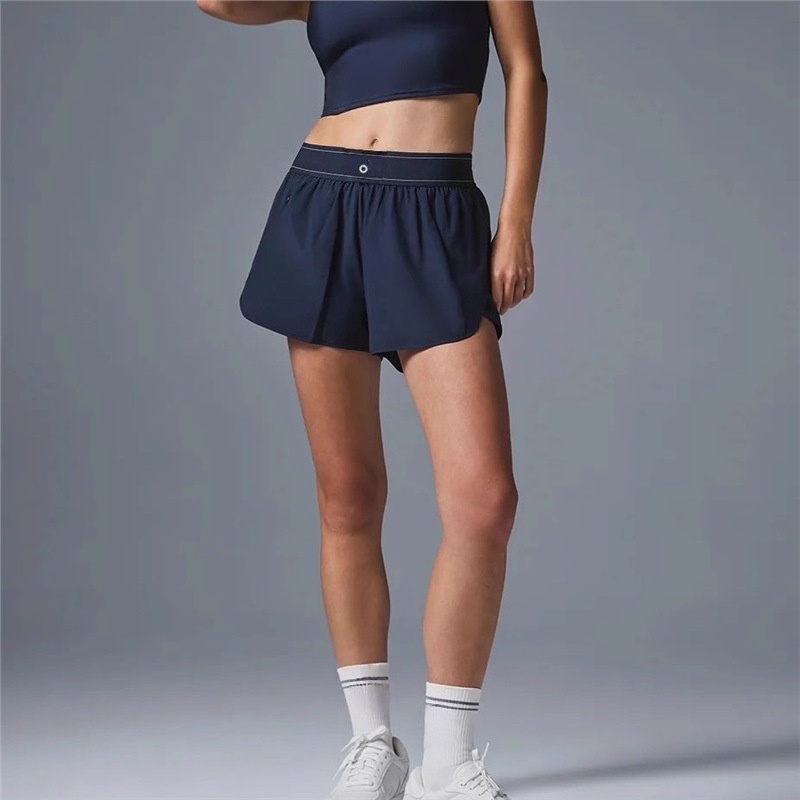 Yoga breathable yoga shorts for women elastic waist sports slit style Fitness training tennis daily casual sports pants