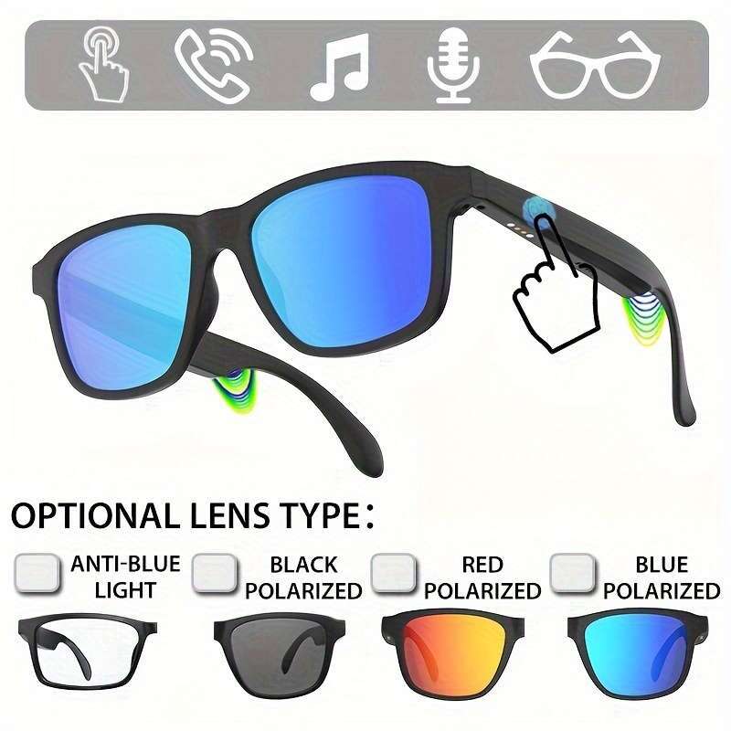 Fashion Business Smart Glasses, Built-in Microphone, Support Calls, Music, Anti-blue Light, Polarized, iPhone/Android Compatible Voice Assistant, Offi