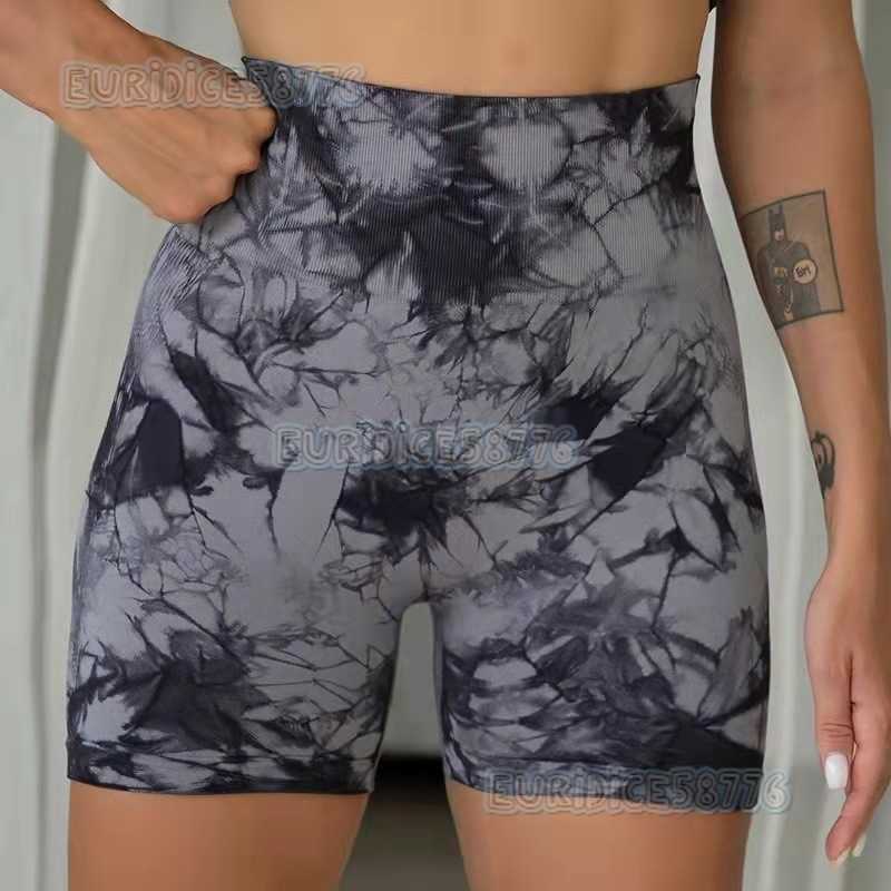 Tiedye Sports Yoga Pants for Women High Waist Outdoor Running Tummy Control Fitness Shorts Peach Lift Slimming H250825