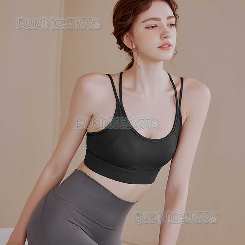 Highend Yoga Sports Bra Cross Back Shockproof Gathered Yoga Running Fitness Onepiece Sports Bra H250825 DMG2